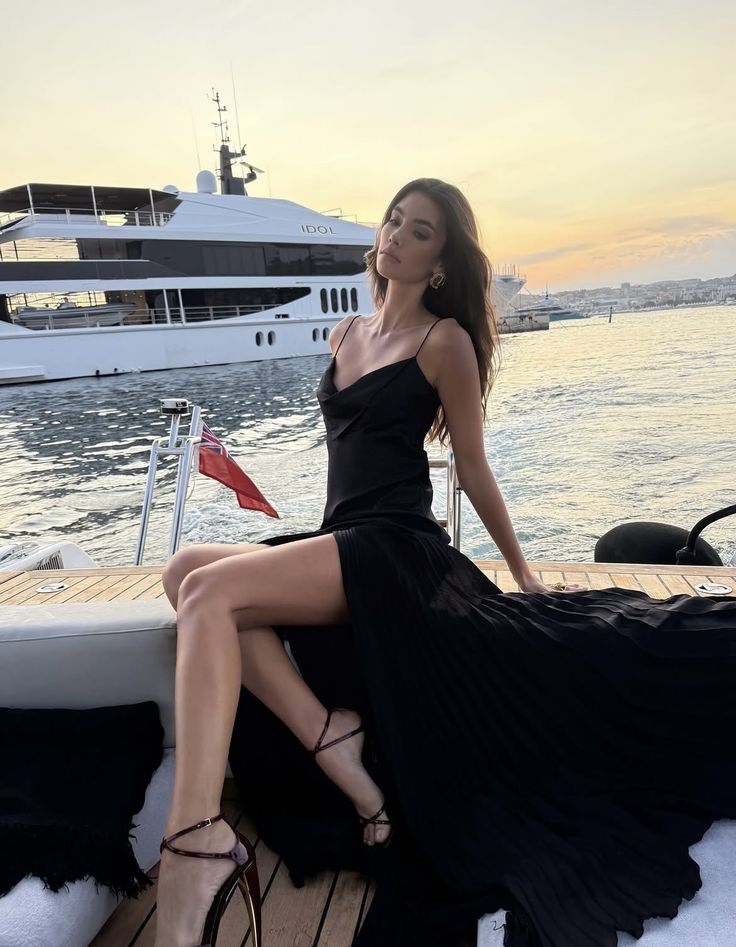 Sexy A Line Black Spaghetti Straps Satin Slit Long Prom Dress,Formal Dress C5982