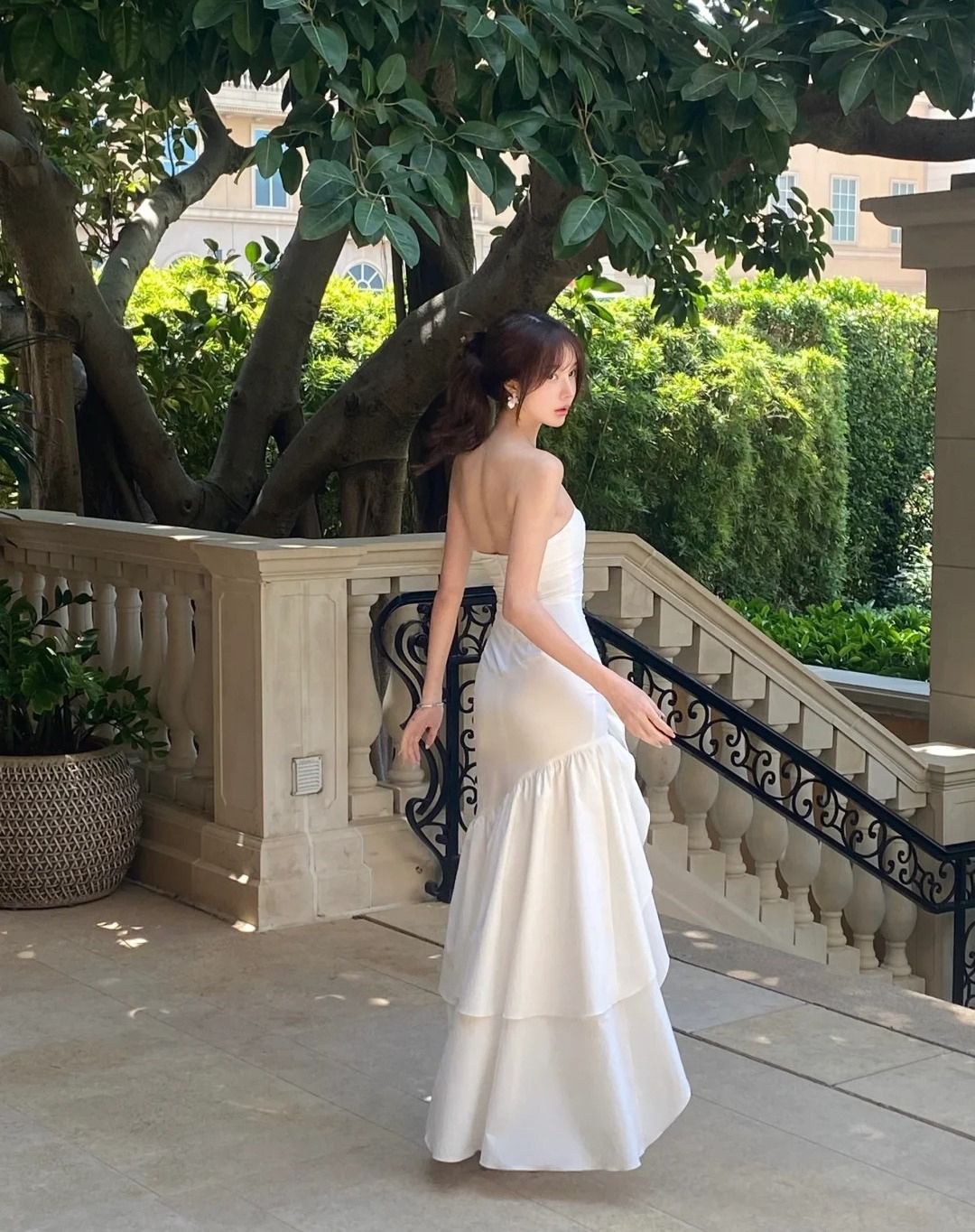 Elegant Mermaid Strapless Layer Satin Long Prom Dress,Formal Dress C5989