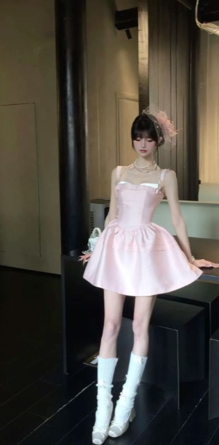 Sweet Pink 16th A Line Spaghetti Straps Satin Short Homecoming Dress Birthday Outfits C6010