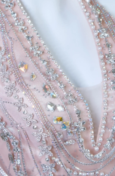 Gorgeous Mermaid Halter Light Pink Satin Beaded Long Prom Dress,Formal Evening Dress C6019