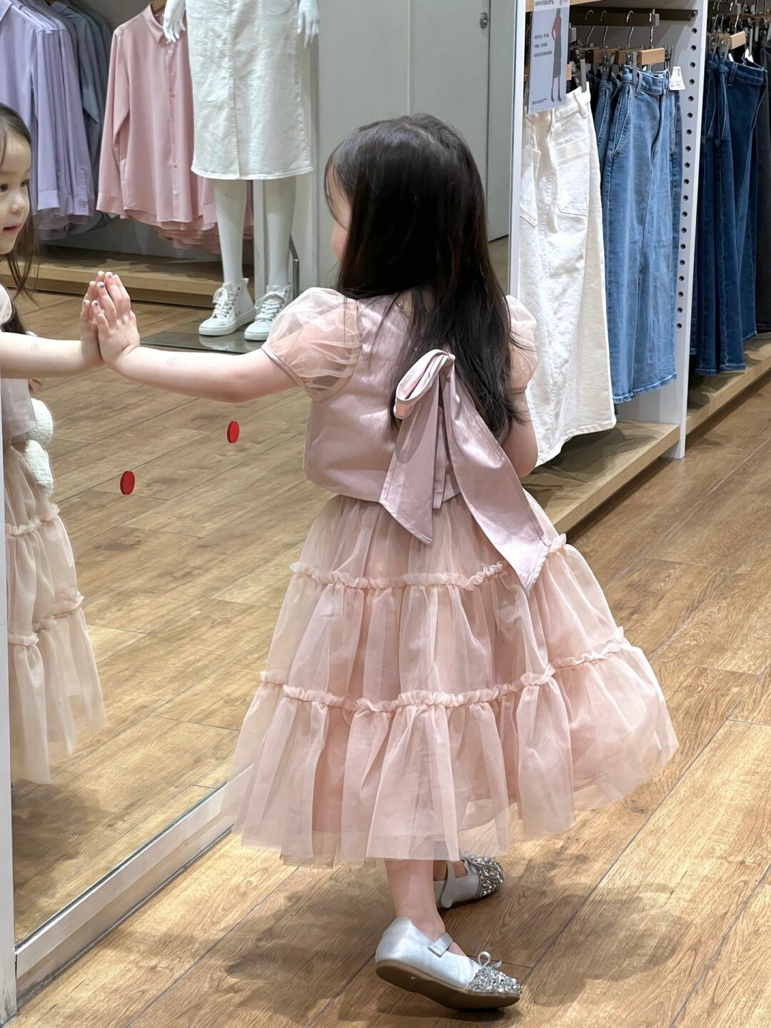 Sweet A Line Two Piece Satin Tulle Short Sleeves Flower Girl Dress C6034