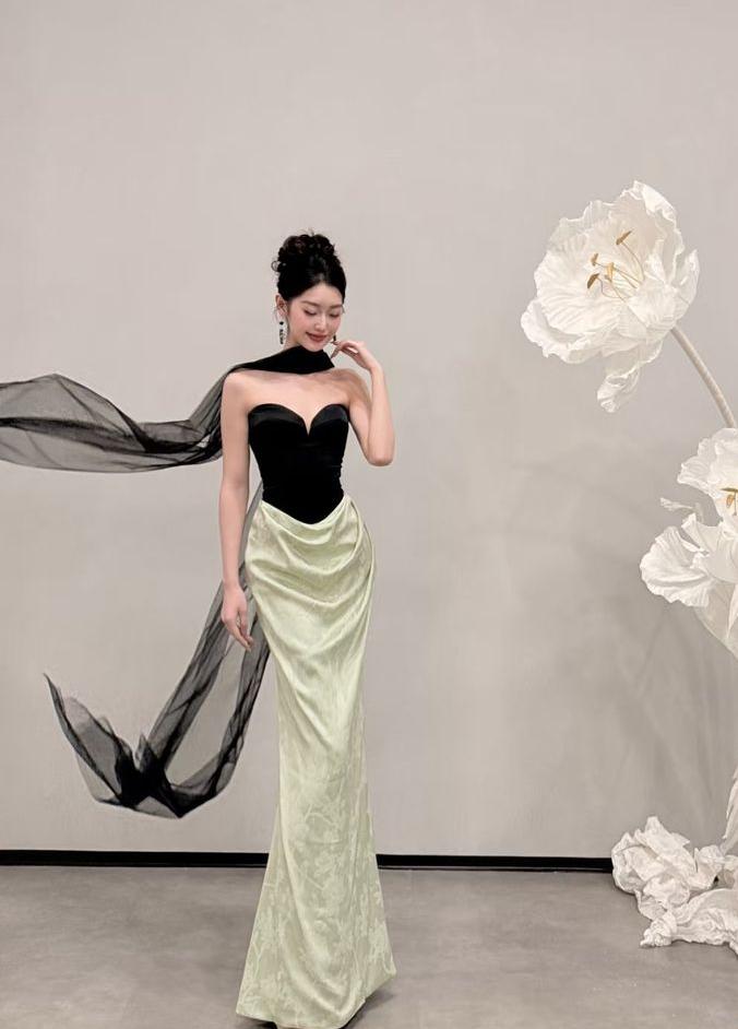 Unique Mermaid Sweetheart Satin Long Prom Dress, Evening Dress C6061