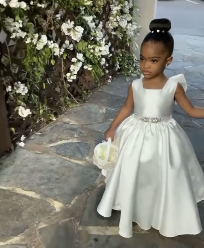 Cute A Line Satin Back With Bow Knot Flower Girl Dress C6081