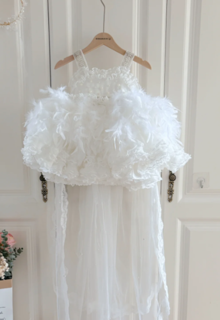 Cute Ball Gown Tulle With Train Flower Girl Dress C6094