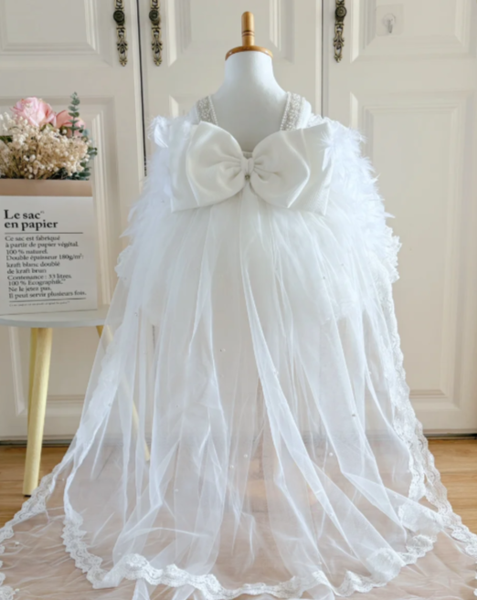 Cute Ball Gown Tulle With Train Flower Girl Dress C6094