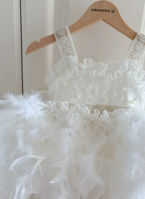 Cute Ball Gown Tulle With Train Flower Girl Dress C6094