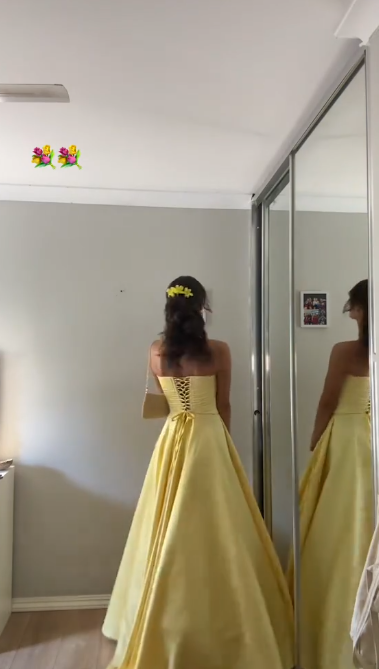 Elegant Yellow A Line Strapless Satin Long Prom Dress, Evening Dress C6129