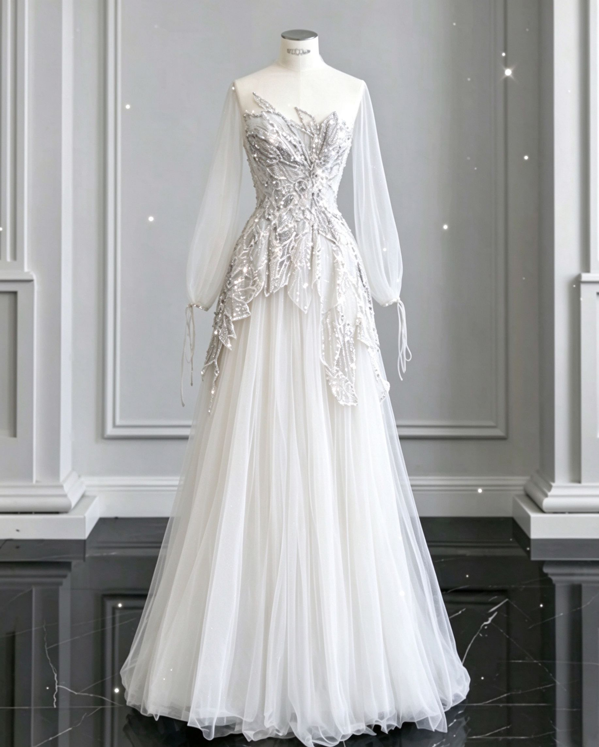 Unique Strapless Tulle Ball Gown Beaded Shiny Prom Dress Sweet 16 Dress C613