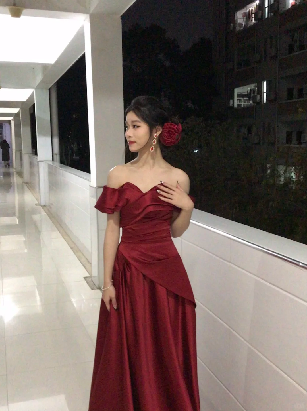 Elegant A Line Off The Shoulder Burgundy Satin Long Prom Dress, Evening Dress C6133