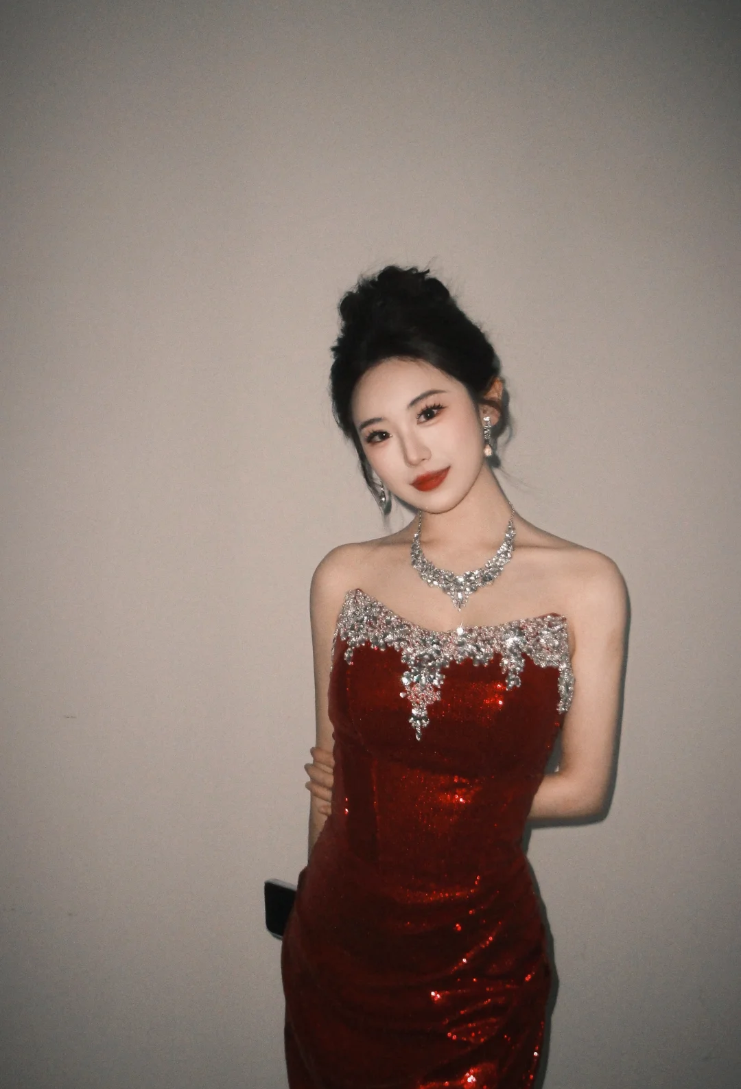 Sparkly Burgundy Mermaid Strapless Satin Sequin Beaded Long Prom Dress, Evening Dress C6137