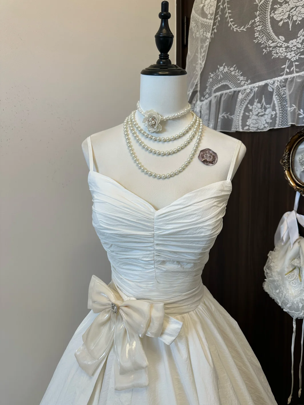 Cute A Line Spaghetti Straps Pleated Satin Long Prom Dress, Evening Dress C6144