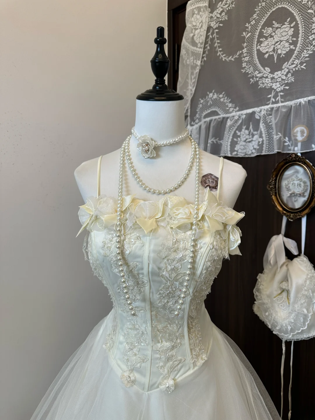 Princess A Line Spaghetti Straps Satin Tulle Lace Long Prom Dress, Evening Dress C6145