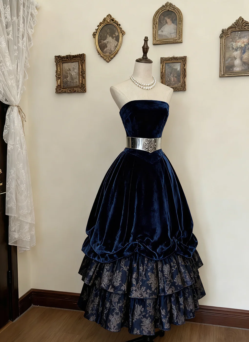 Robe de bal chic bustier longue en velours, robe de soirée C6167