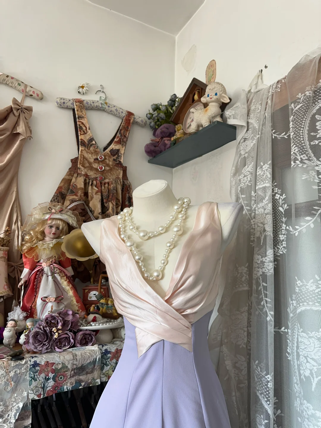 Unique A Line V Neck Spliced Satin Long Prom Dress, Evening Dress C6184