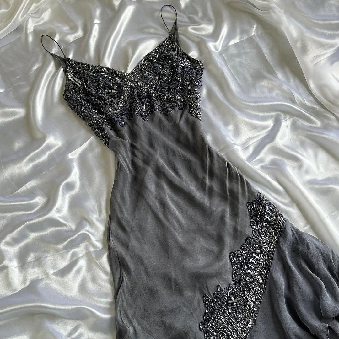 Chic A Line Spaghetti Straps Chiffon Lace Without Sleeves Long Prom Dress, Evening Dress C6493