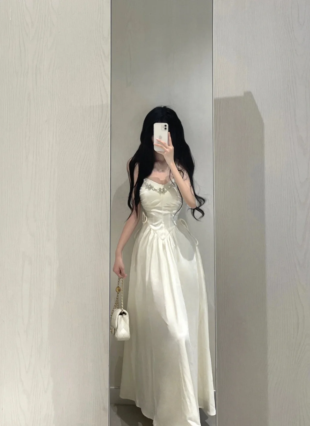 Elegant A Line Spaghetti Straps Satin Without Sleeves Long Prom Dress, Evening Dress C6535