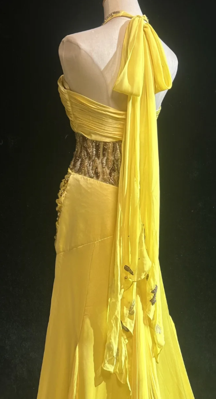 Obsessed A Line Halter Chiffon Beaded Without Sleeves Long Prom Dress, Evening Dress C6537