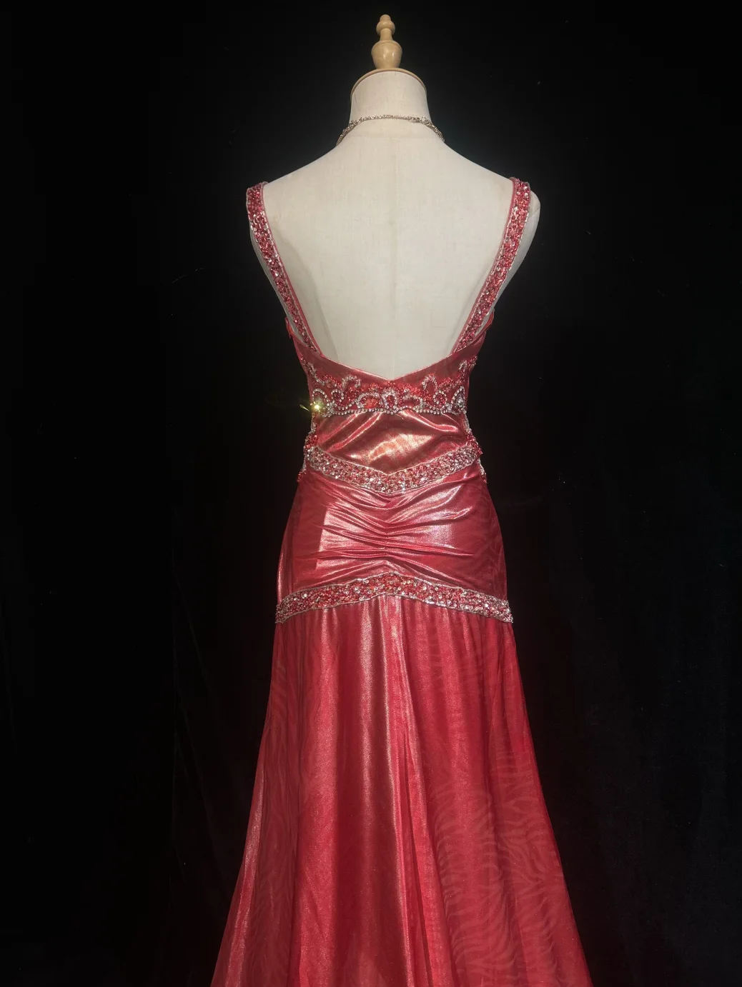 Charming Mermaid Spaghetti Straps Satin Sequin Beaded Without Sleeves Long Prom Dress, Evening Dress C6542