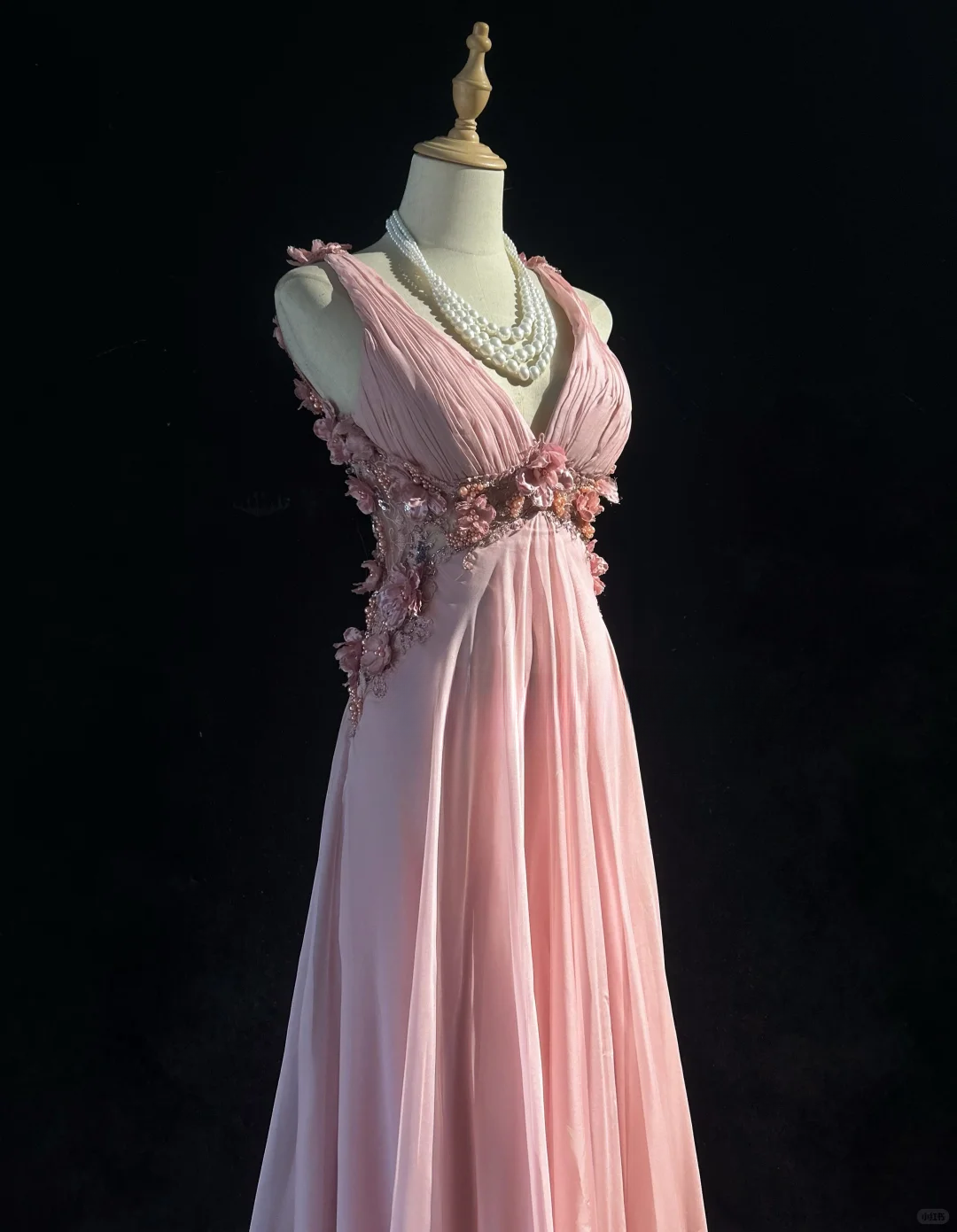 Pretty A Line V Neck Chiffon Beaded Applique Without Sleeves Long Prom Dress, Evening Dress C6543