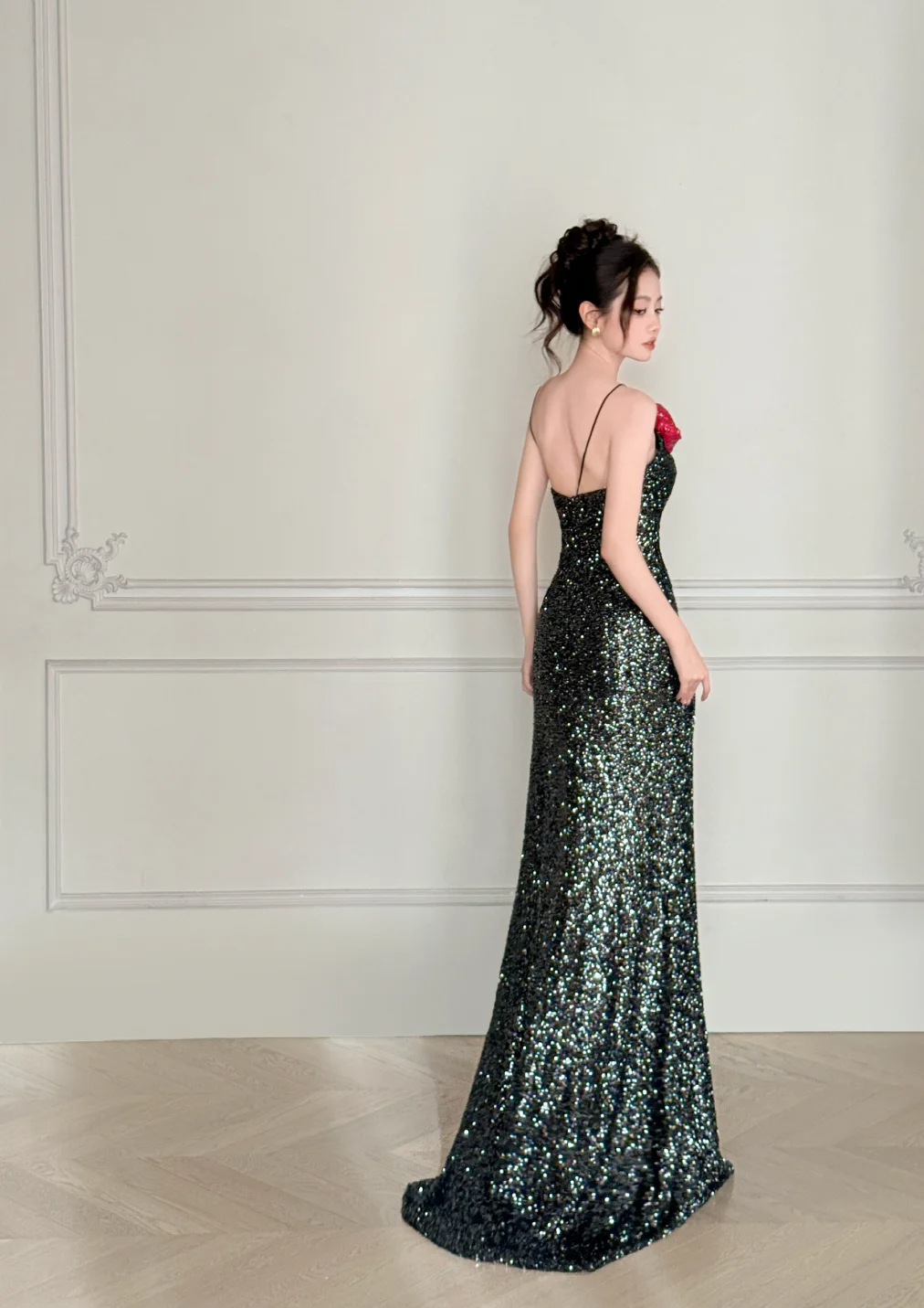 Charming Mermaid Halter Sequin Slit Without Sleeves Long Prom Dress, Evening Dress C6546