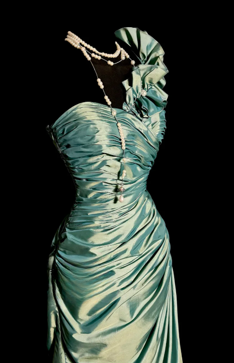 Classy Mermaid One Shoulder Pleated Satin Without Sleeves Long Prom Dress, Evening Dress C6606