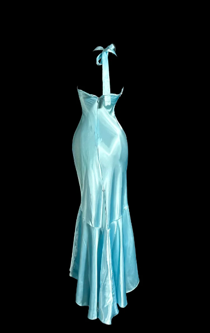 Elegant Mermaid Halter Satin Without Sleeves Long Prom Dress, Evening Dress C6624