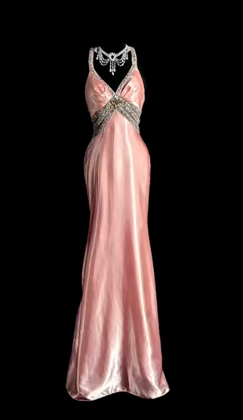 Pretty Soft Pink Mermaid V Neck Satin Sequin Without Sleeves Long Prom Dress, Evening Dress C6631