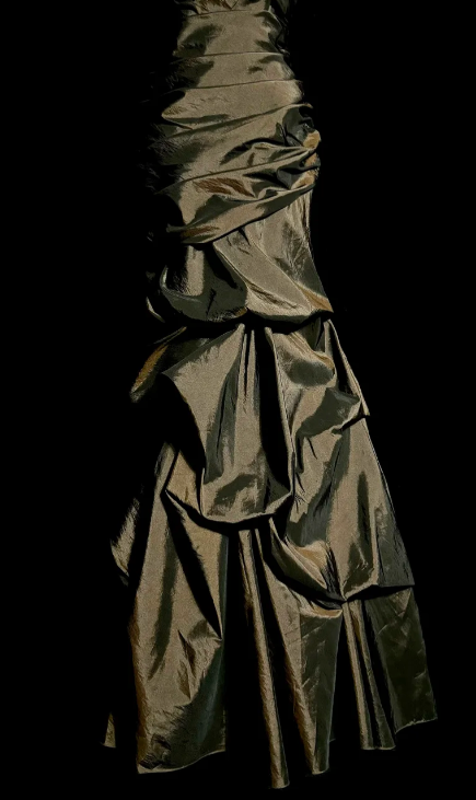 Vintage Mermaid Sweetheart Pleated Satin Without Sleeves Long Prom Dress, Evening Dress C6635