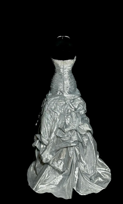 Chic Silver Mermaid Sweetheart Pleated Satin Applique Beaded Without Sleeves Long Prom Dress, Evening Dress C6639