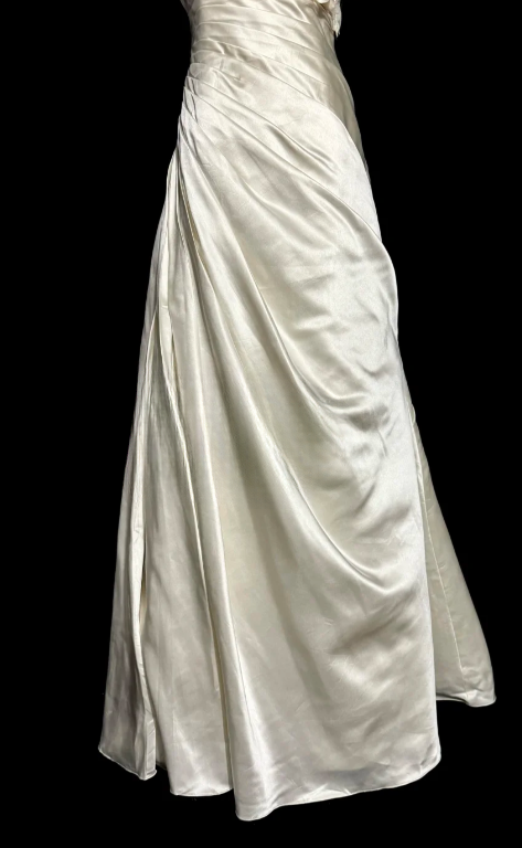 Elegant A Line One Shoulder Satin Applique Without Sleeves Long Prom Dress, Evening Dress C6660