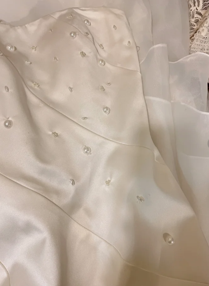 Pretty Mermaid Spaghetti Straps Satin Tiered Chiffon Beaded Without Sleeves Long Prom Dress, Evening Dress C6719