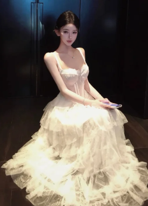 Pretty A Line Spaghetti Straps Tulle Long Prom Dress, Evening Dress C6897