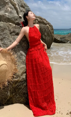 Elegant A Line Halter Satin Long Prom Dress, Evening Dress C6951