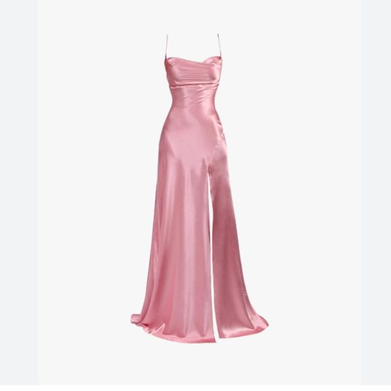 Vintage Mermaid Spaghetti Straps Custom Pink Slit Long Prom Dresses C734