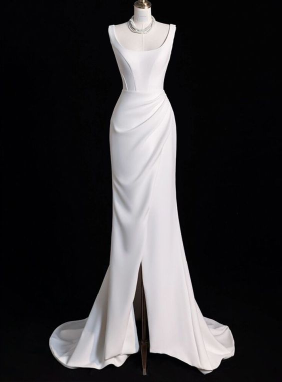 Robe de mariée en Satin blanc de conte de fées, robes de mariée sirène pour mariée C760