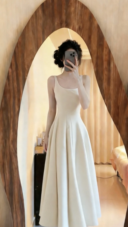 Princess A Line U Neck Satin Long Prom Dress, Evening Dress C8062