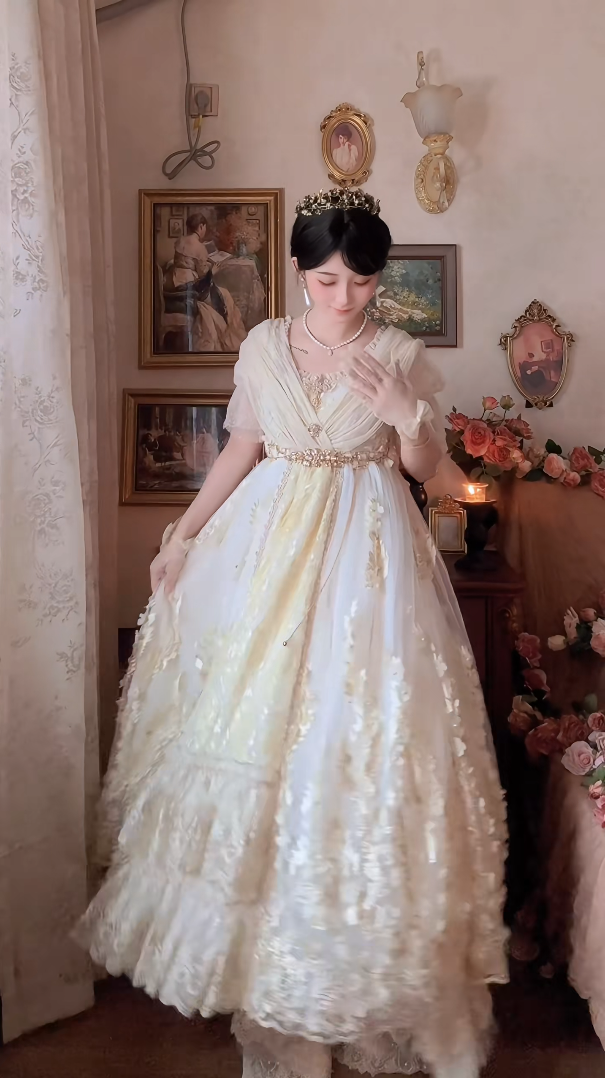 Robe de bal de princesse bustier à volants en satin long, robe de soirée C8117