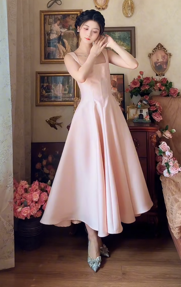 Robe de bal de princesse bustier à volants en satin long, robe de soirée C8117