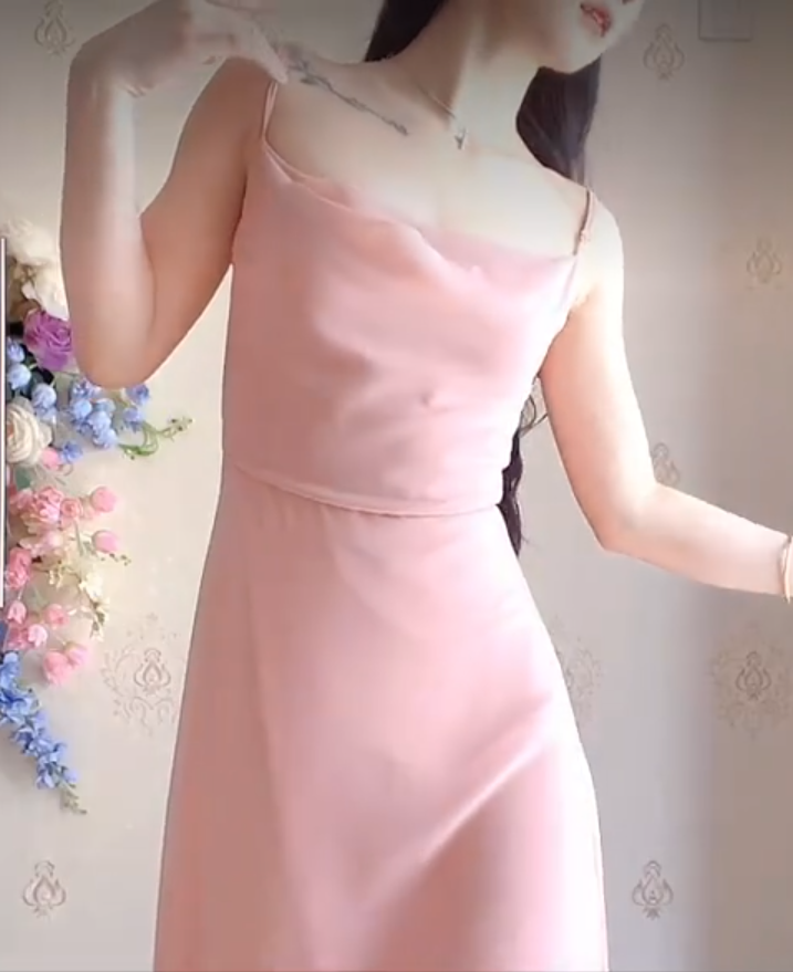 Sweet Cowl Neck Pink Homecoming Dress Chiffon A-Line Birthday Dress C8217