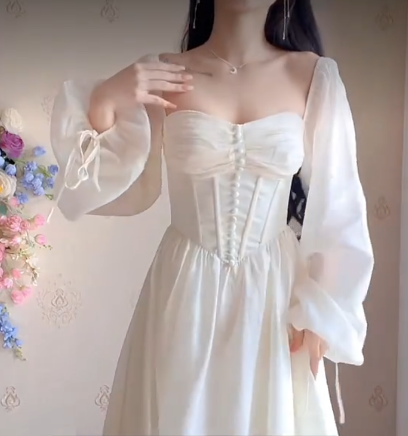 Elegant White Prom Dress Chiffon A-Line Evening Dress C8225
