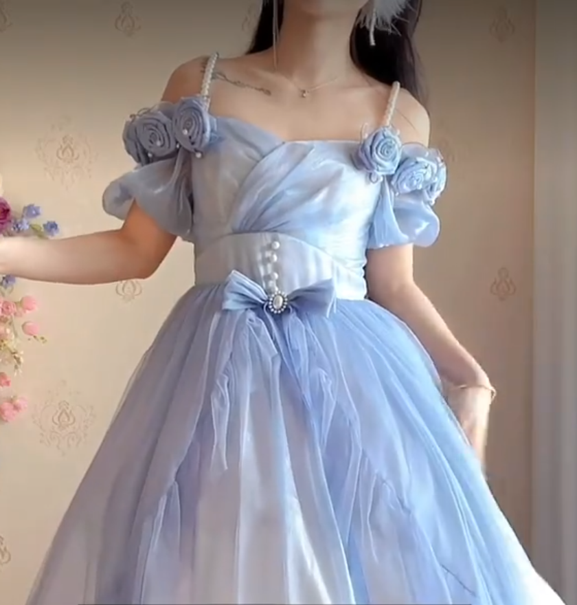 Robe de bal de princesse bustier à volants en satin long, robe de soirée C8117