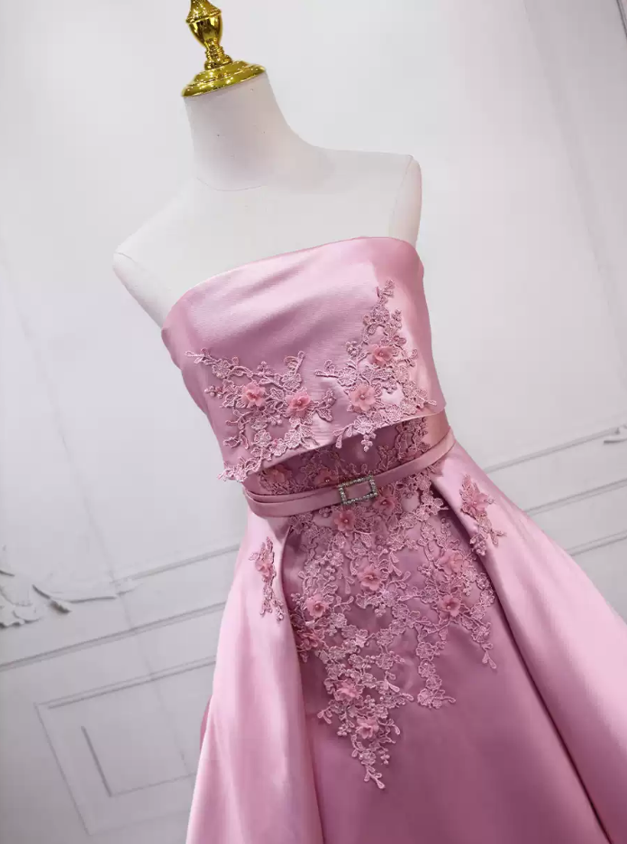 Mini robe de soirée en satin, sans bretelles, sans manches, ligne a, simple, C899