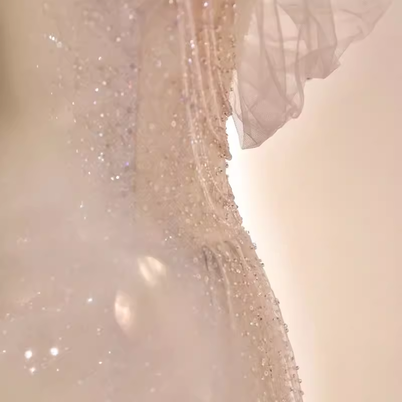Vintage Mermaid Straps Pink Tulle Long Prom Dress C783