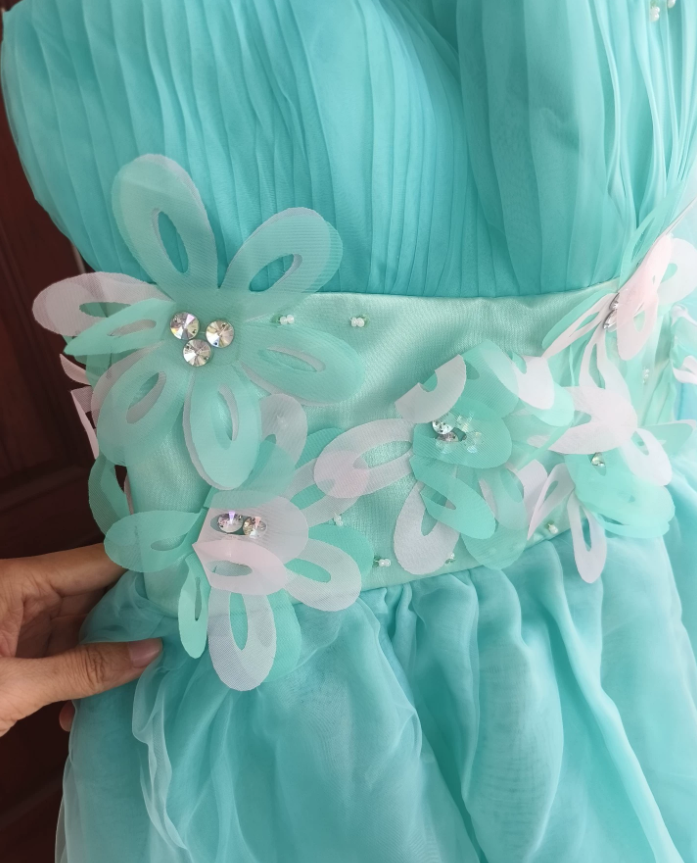 Robe de bal de princesse bustier à volants en satin long, robe de soirée C8117