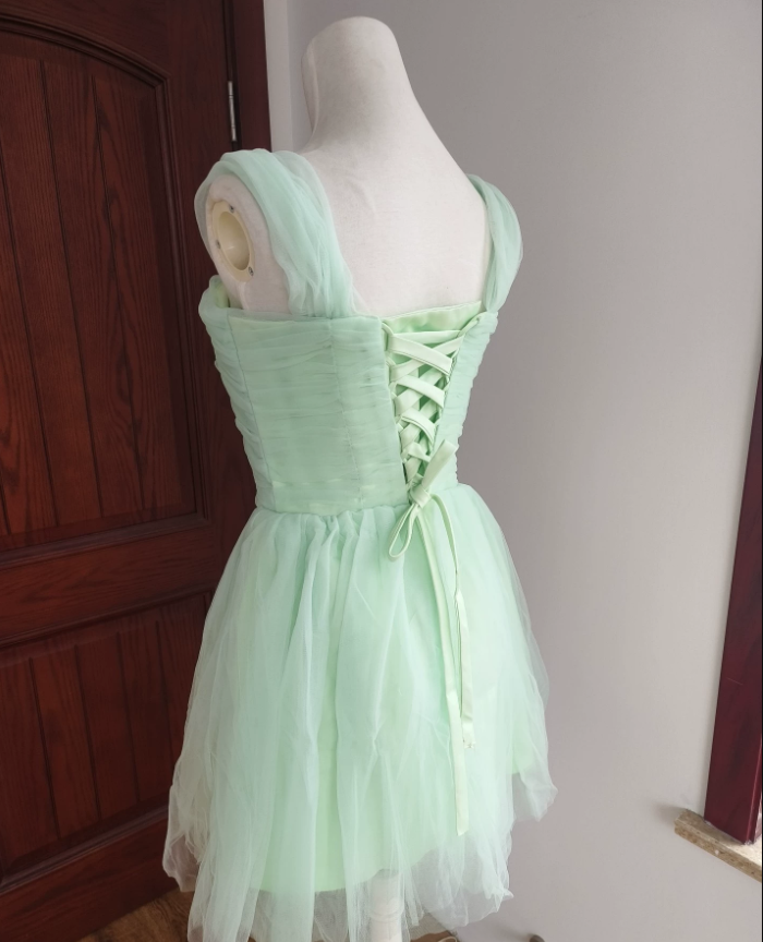 Mini robe de soirée en satin, sans bretelles, sans manches, ligne a, simple, C899