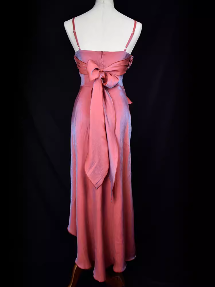 Vintage Mermaid Straps Sleeveless Pink Long Prom Dresses C83