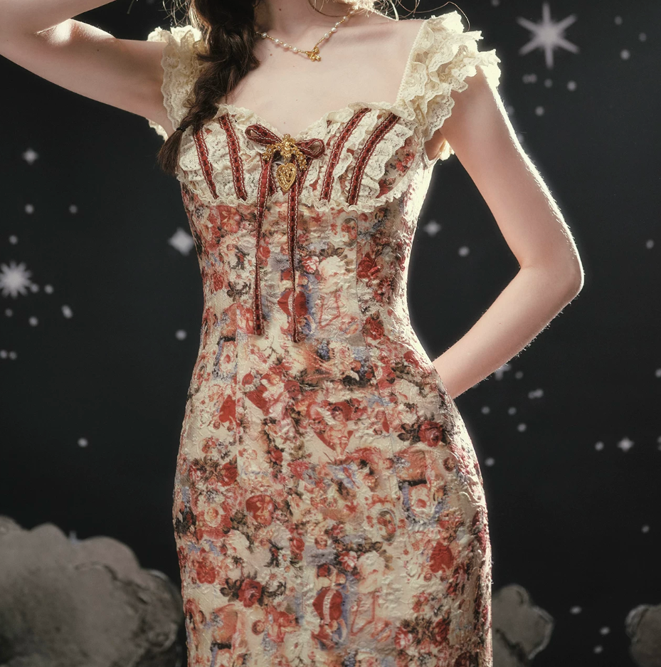 Glamorous Sweetheart Neck Floral Prom Dress Lace Mermaid Formal Dress C8422