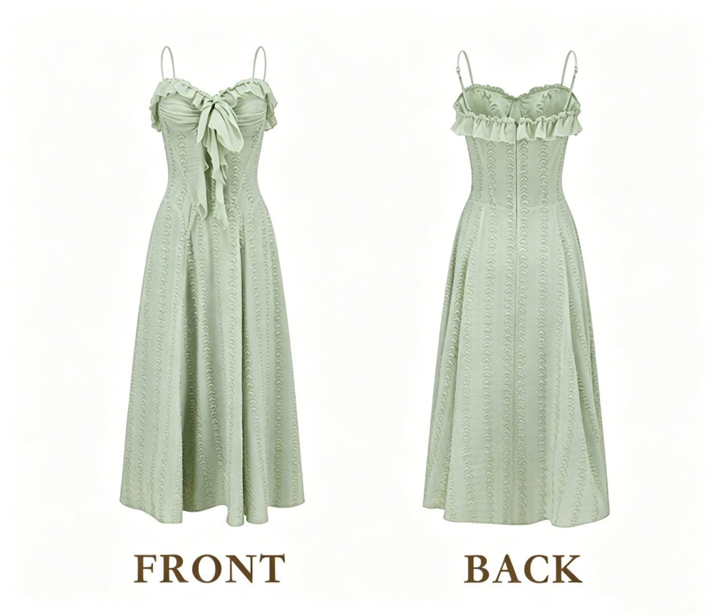 Sleek Spagheeti Straps Green Prom Dress Ruffles A-Line Formal Dress C8427