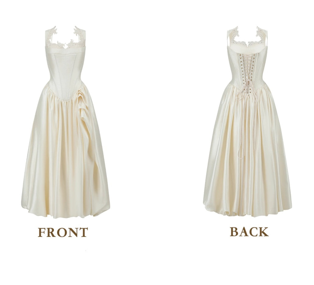 Superbe robe de mariée sirène bustier en satin et tulle, longue et en dentelle, C4563