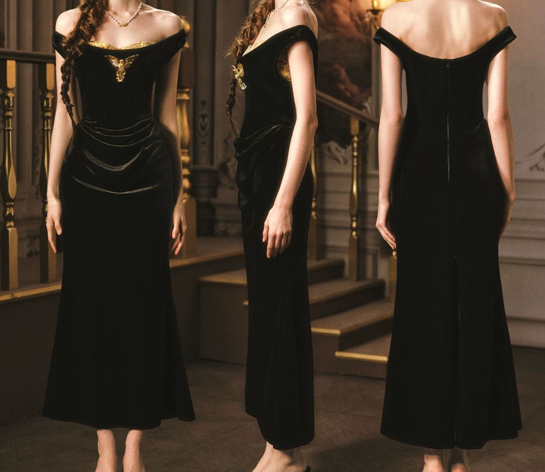 Robe de bal de princesse bustier à volants en satin long, robe de soirée C8117